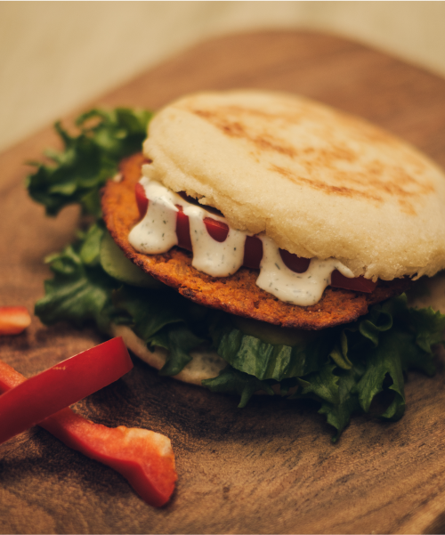 Batbout med søtpotetburger