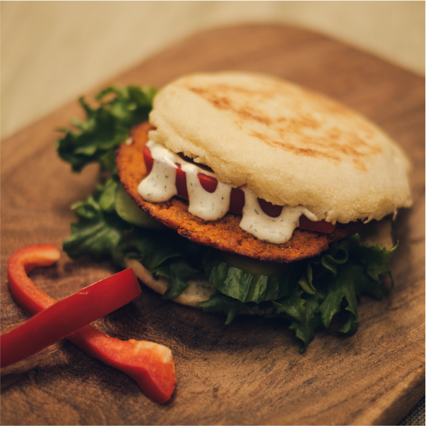 Batbout med søtpotetburger